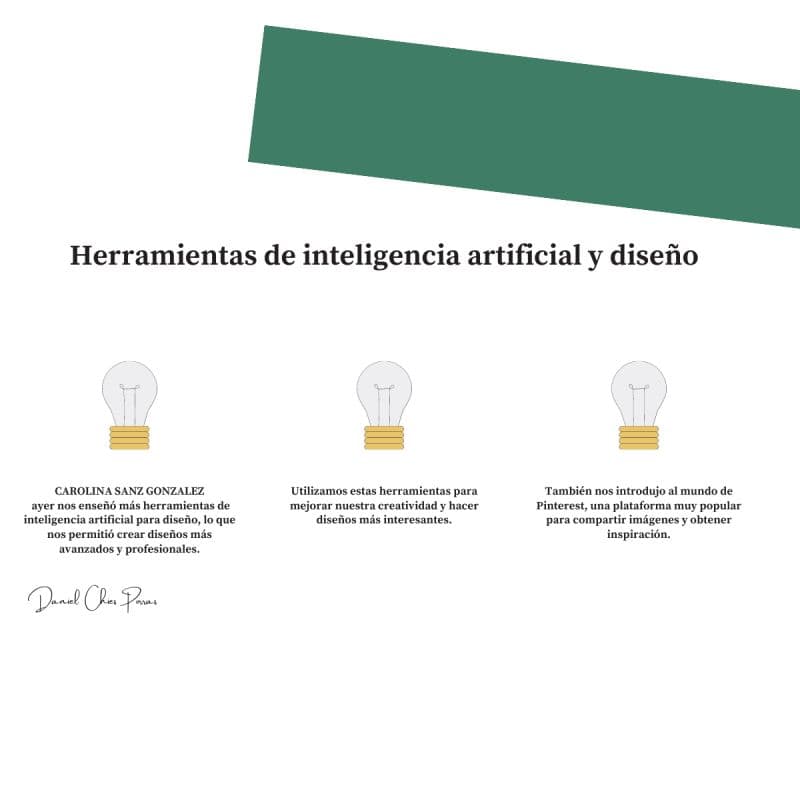Imagen 4 del post «Ayer CAROLINA SANZ GONZALEZ nos enseñó múltiples herramientas de inteligencias artificiales como de diseño. Y…»