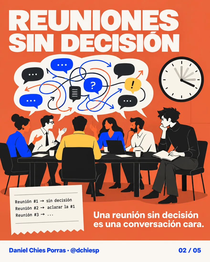 Reuniones sin decisión: una reunión sin decisión es una conversación cara.