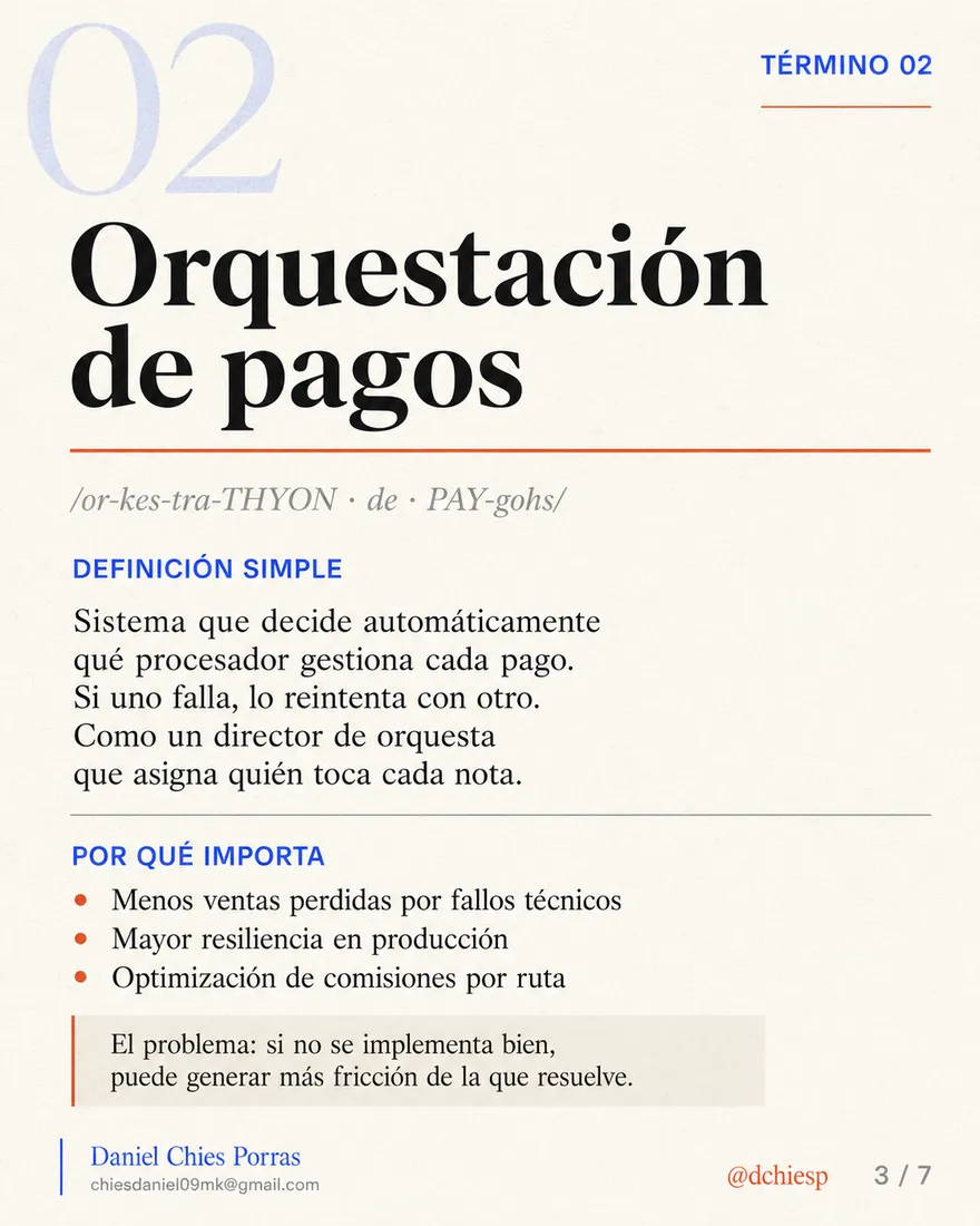Diapositiva 3 de 7: Orquestación de pagos: lo que nadie te explica